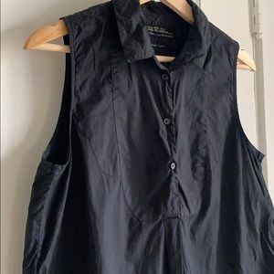 ALL SAINTS Sleeveless Half Button Tuxedo Shirt
